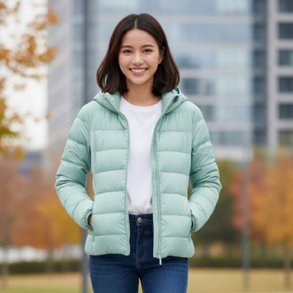 Uniqlo Ultra Light Down Jacket Light Blue Size XXS — 90% Down Fill 10% Feathers - Picture 1 of 9